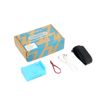 CHARGE 4 starter kit with blue case, USB cable, black strap, and connector cables | Forward Education