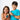 Two children wearing blue rechargeable battery packs on their wrists while smiling | Forward Education