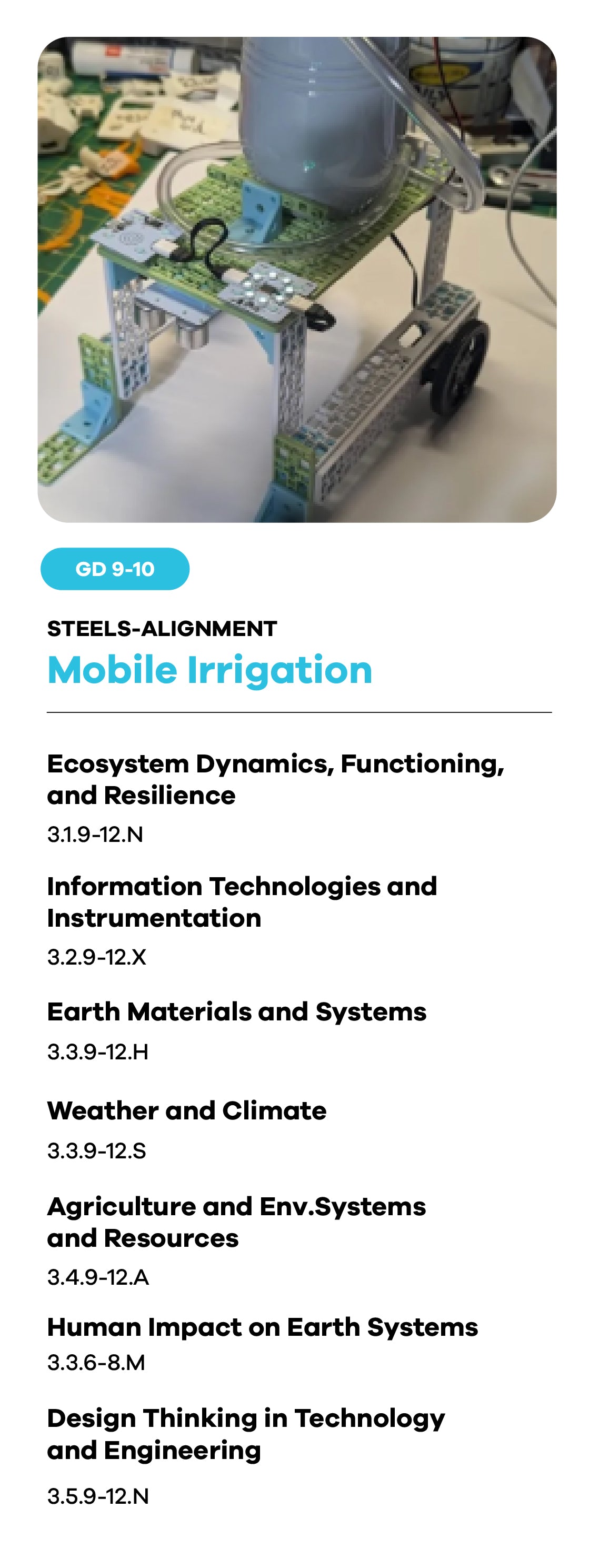 Mobile irrigation robot with green circuit board base and gray water tank on wheels | Forward Education