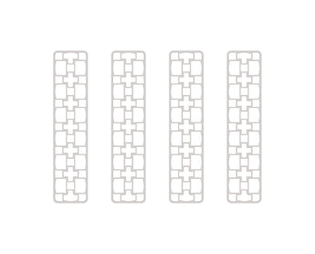 Four white connector frames with interlocking square and plus-shaped building block slots | Forward Education