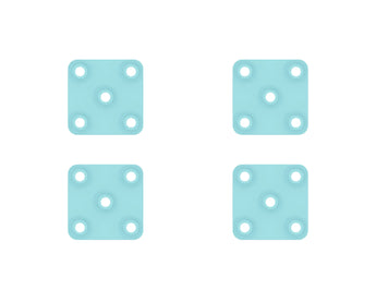 Four turquoise connector plates with rounded corners and white circular holes arranged in a 2x2 grid | Forward Education