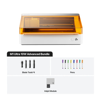 M1 Ultra 10W laser engraver bundle with blade tools, markers, and inkjet module included | Forward Education