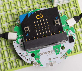 micro:bit attached to the forward education breakout board