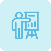 Person presenting bar chart data on presentation board with tripod stand | Forward Education