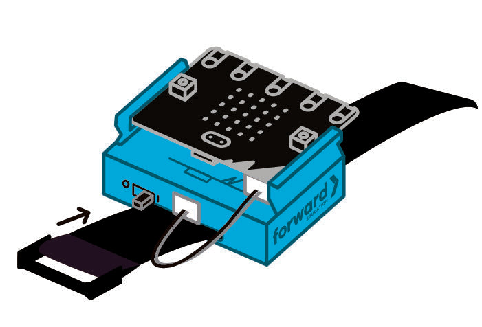 Blue programmable microcontroller with LED display and black sensor attachment | Forward Education