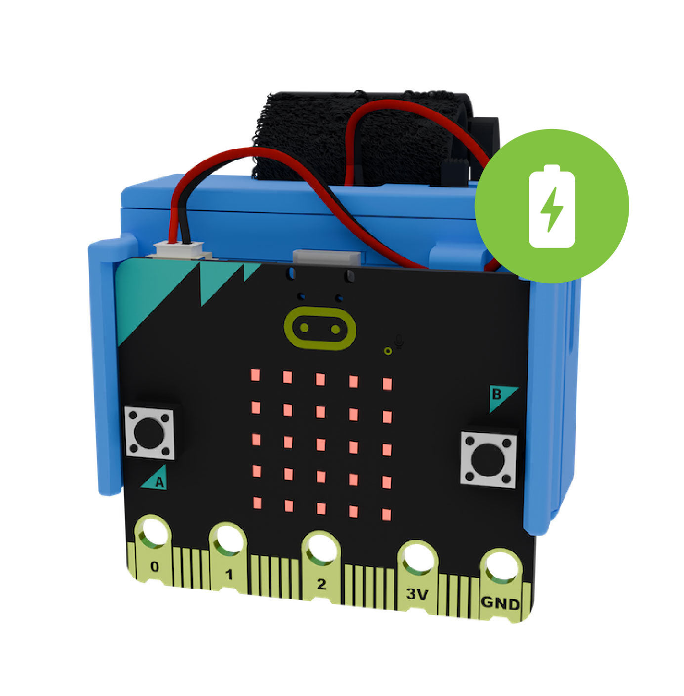 Micro:bit circuit board with battery pack, cables, and educational STEM components | Forward Education
