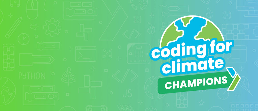 Coding for Climate Champions logo with globe design on green-to-blue gradient background | Forward Education