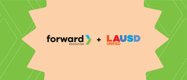 STEM education partnership banner featuring green leaf design elements and logos | Forward Education