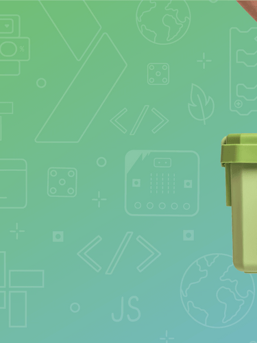 Green storage case with Climate Action Kit held by hand, showing circuit board and wind turbine project | Forward Education