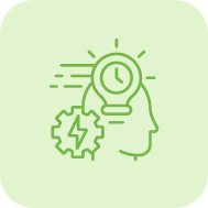 Head silhouette with lightbulb, gear, and lightning bolt icons representing STEM learning | Forward Education