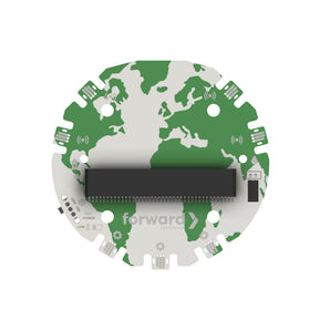 Circular breakout board with world map design and integrated microcontroller chip | Forward Education
