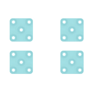 Four turquoise connector plates with rounded corners and white circular holes arranged in a 2x2 grid | Forward Education