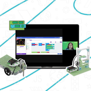 STEM robotics and coding kit with micro:bit board, robot chassis, and block-based programming interface | Forward Education