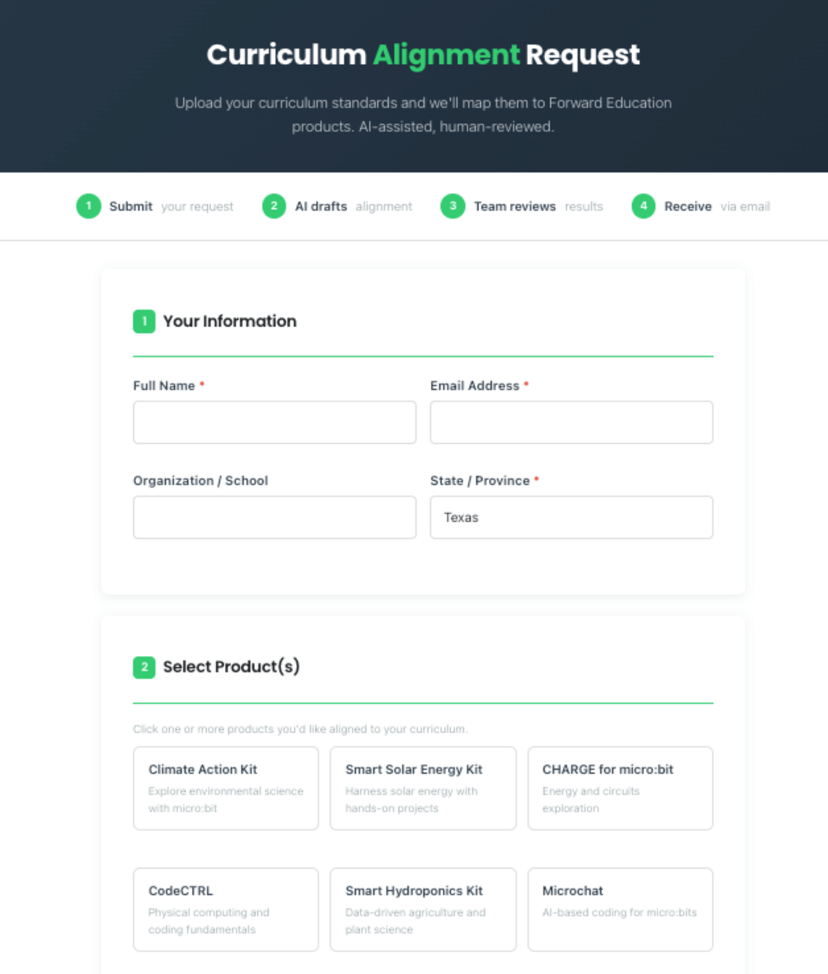 Align Application Form Curriculum & Standards Alignment – STEM & Coding Education – Forward ...