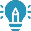 Light bulb icon with pencil inside, symbolizing creative STEM learning ideas | Forward Education