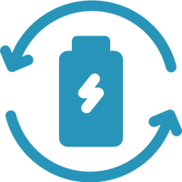 Rechargeable battery with lightning bolt icon surrounded by circular arrows | Forward Education